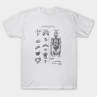 Human Skeleton Patent Blueprint Illustration T-Shirt